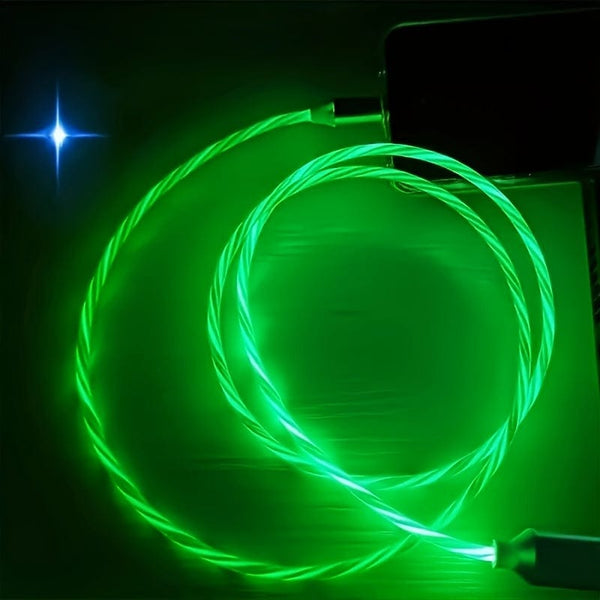 Planet Gates 1pc Light Up Charging Cable LED Flowing Charing Cable For Type-C Interface