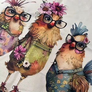 Planet Gates 1pc, Linen Apron, Cartoon Style Rooster Printed Kitchen Apron, Thickened Cute Waist Cooking Apron, Fashion Housework Kitchen Household Workwear, Kitchen Supplies