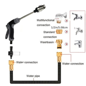 Planet Gates 1pc Long Bar High Pressure Gun, Car Wash Water Gun, Garden Hose Nozzle, Garden Watering Water Gun, Household Car Wash Tool, Rubberized Handle Spray Gun