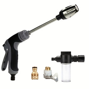 Planet Gates 1pc Long Bar High Pressure Gun, Car Wash Water Gun, Garden Hose Nozzle, Garden Watering Water Gun, Household Car Wash Tool, Rubberized Handle Spray Gun