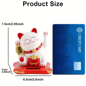 Planet Gates 1pc Lucky Beckoning Cat Solar Powered Waving Wealth Cat Decor For Shop Home Car