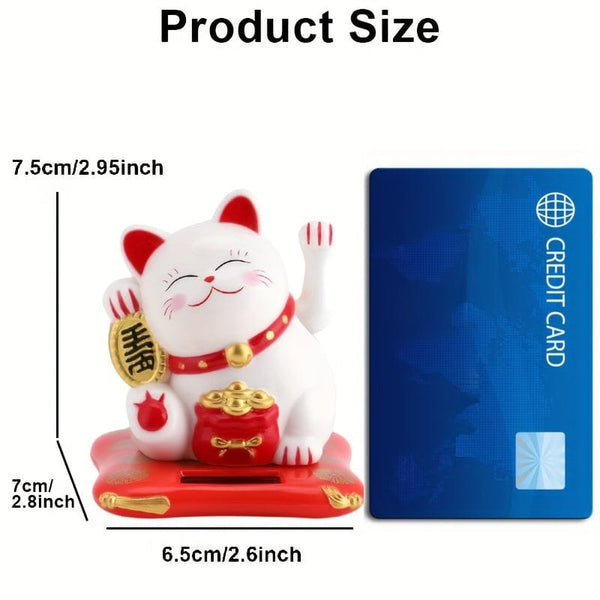 Planet Gates 1pc Lucky Beckoning Cat Solar Powered Waving Wealth Cat Decor For Shop Home Car