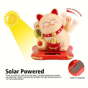 Planet Gates 1pc Lucky Beckoning Cat Solar Powered Waving Wealth Cat Decor For Shop Home Car