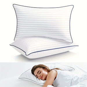Planet Gates 1pc Luxury Hotel Quality Bed Pillow - Cooling ＆ Supportive - Perfect For Bedroom Guest Rooms - Soft Down Alternative Filling For Back, Stomach & Side Sleepers