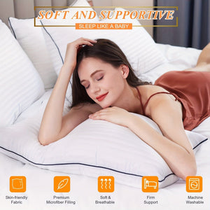 Planet Gates 1pc Luxury Hotel Quality Bed Pillow - Cooling ＆ Supportive - Perfect For Bedroom Guest Rooms - Soft Down Alternative Filling For Back, Stomach & Side Sleepers