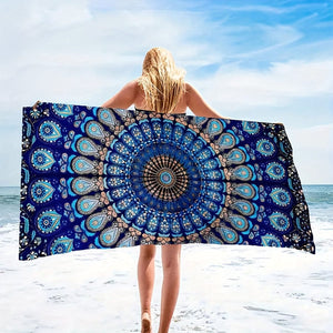 Planet Gates 1pc Mandala Pattern Beach Towel, Quick Drying Soft Absorbent Beach Towel, For Outdoor Travel Camping Summer Vacation, Swimming Pool Supplies, Beach Essentials