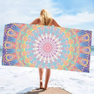 Planet Gates 1pc Mandala Pattern Beach Towel, Quick Drying Soft Absorbent Beach Towel, For Outdoor Travel Camping Summer Vacation, Swimming Pool Supplies, Beach Essentials