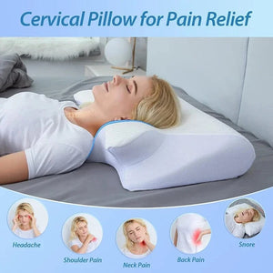 Planet Gates 1pc Memory Foam Cervical Pillow, 2 in 1 Ergonomic Contour Orthopedic Pillow for Neck Pain, Contoured Support Pillows,Neck Pillow