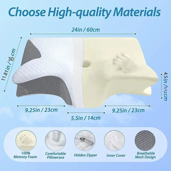 Planet Gates 1pc Memory Foam Cervical Pillow, 2 in 1 Ergonomic Contour Orthopedic Pillow for Neck Pain, Contoured Support Pillows,Neck Pillow