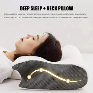 Planet Gates 1pc Memory Foam Cervical Pillow, 2 in 1 Ergonomic Contour Orthopedic Pillow for Neck Pain, Contoured Support Pillows,Neck Pillow