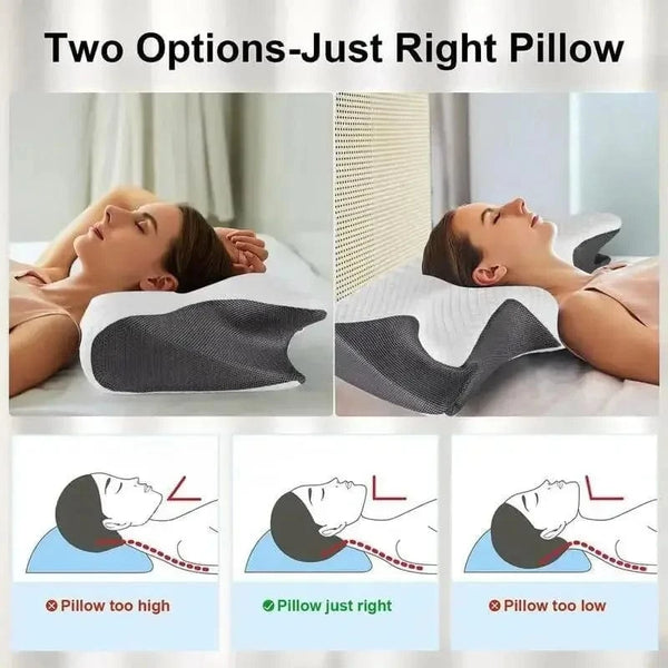 Planet Gates 1pc Memory Foam Cervical Pillow, 2 in 1 Ergonomic Contour Orthopedic Pillow for Neck Pain, Contoured Support Pillows,Neck Pillow