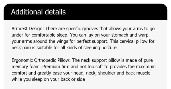 Planet Gates 1pc Memory Foam Cervical Pillow, 2 in 1 Ergonomic Contour Orthopedic Pillow for Neck Pain Support Pillows Pillowcase replacement