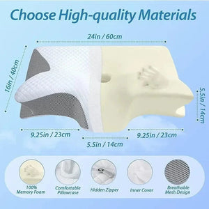 Planet Gates 1pc Memory Foam Cervical Pillow, 2 in 1 Ergonomic Contour Orthopedic Pillow for Neck Pain Support Pillows Pillowcase replacement