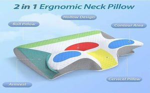 Planet Gates 1pc Memory Foam Cervical Pillow, 2 in 1 Ergonomic Contour Orthopedic Pillow for Neck Pain Support Pillows Pillowcase replacement