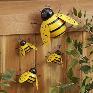 Planet Gates 1pc, Metal Wall Art, Metal Bumble Bee Wall Decor, 3D Iron Bee Art Sculpture Hanging Wall Decorations For Outdoor Home Garden, Spring Yard Decoration, World Bee Day.