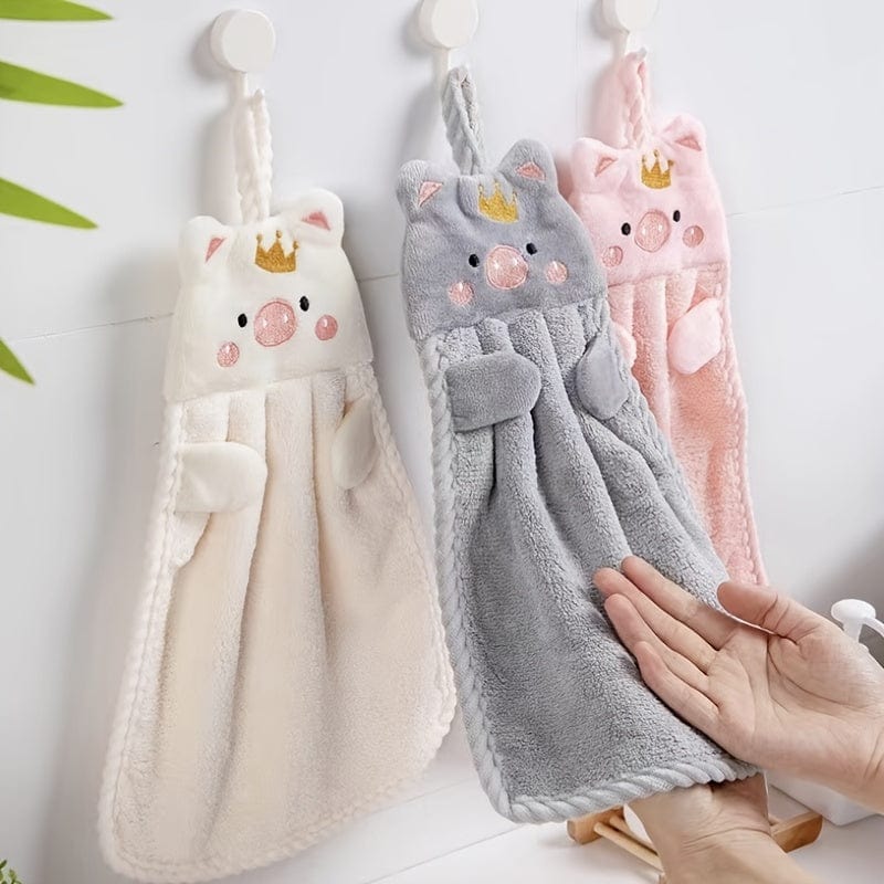 Planet Gates 1pc Microfiber Cute Hand Towels, Little Pig Towel Household And Absorbent, Kitchen Towel, Lazy Rag Towel, Bathroom Accessories