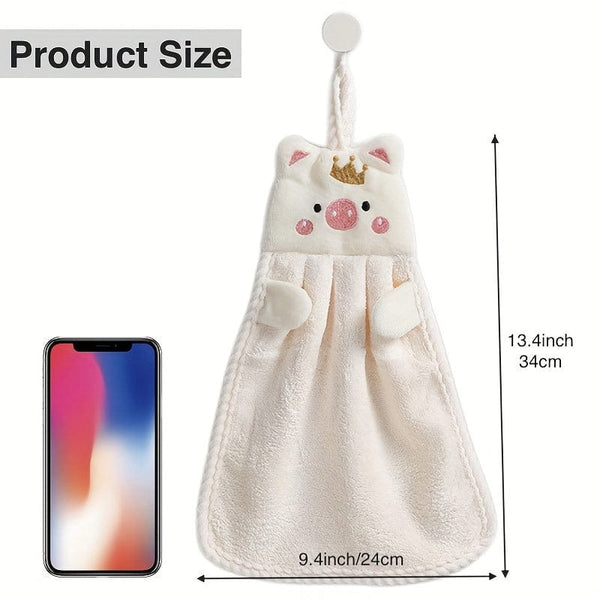 Planet Gates 1pc Microfiber Cute Hand Towels, Little Pig Towel Household And Absorbent, Kitchen Towel, Lazy Rag Towel, Bathroom Accessories
