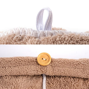 Planet Gates 1pc Microfiber Hair Towel, Hair Towel With Button, Super Absorbent, Hair Towel Wrap, For Curly Hair, Fast Drying Hair Wraps For Women, Anti Frizz Microfiber Towel, Grey, Camel, Brown, Bathroom Accessories