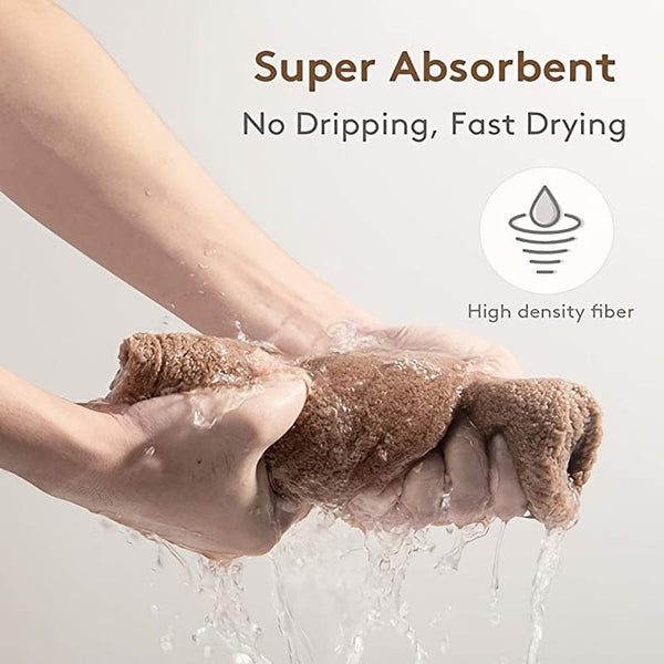 Planet Gates 1pc Microfiber Hair Towel, Hair Towel With Button, Super Absorbent, Hair Towel Wrap, For Curly Hair, Fast Drying Hair Wraps For Women, Anti Frizz Microfiber Towel, Grey, Camel, Brown, Bathroom Accessories