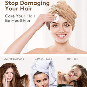 Planet Gates 1pc Microfiber Hair Towel, Hair Towel With Button, Super Absorbent, Hair Towel Wrap, For Curly Hair, Fast Drying Hair Wraps For Women, Anti Frizz Microfiber Towel, Grey, Camel, Brown, Bathroom Accessories