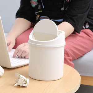 Planet Gates 1pc Mini Desktop Bin Small Trash Can Tube With Cover Bedroom Trash Can Garbage Can Clean Workspace Storage Box Home Desk Dustbin