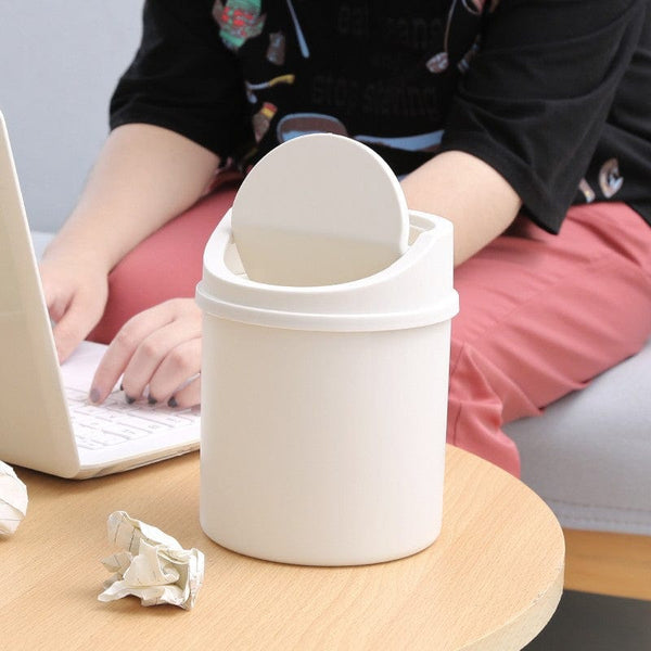 Planet Gates 1pc Mini Desktop Bin Small Trash Can Tube With Cover Bedroom Trash Can Garbage Can Clean Workspace Storage Box Home Desk Dustbin