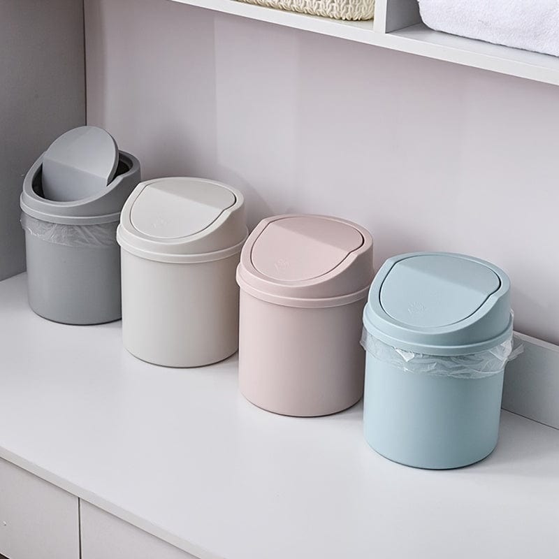 Planet Gates 1pc Mini Desktop Bin Small Trash Can Tube With Cover Bedroom Trash Can Garbage Can Clean Workspace Storage Box Home Desk Dustbin