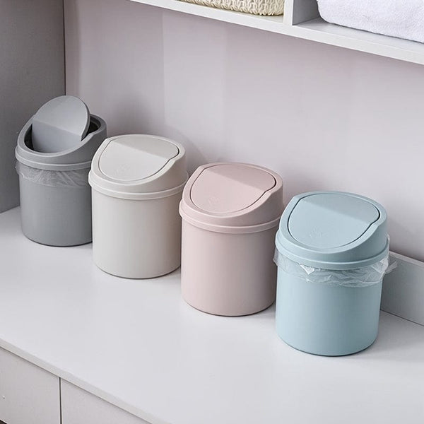 Planet Gates 1pc Mini Desktop Bin Small Trash Can Tube With Cover Bedroom Trash Can Garbage Can Clean Workspace Storage Box Home Desk Dustbin