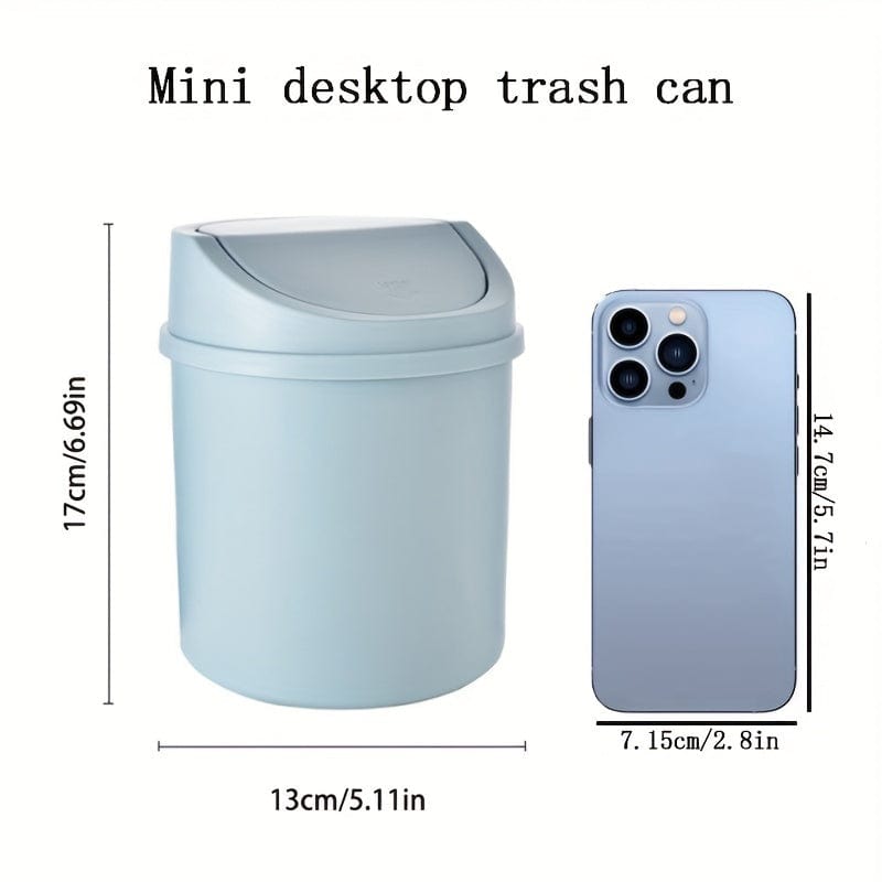 Planet Gates 1pc Mini Desktop Bin Small Trash Can Tube With Cover Bedroom Trash Can Garbage Can Clean Workspace Storage Box Home Desk Dustbin