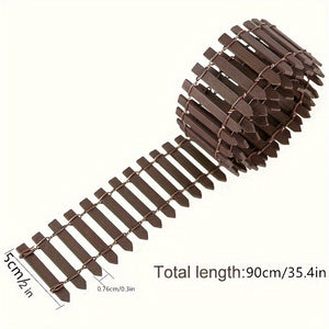 Planet Gates 1pc Mini Fairy Tale Garden Fence, Wooden Decoration, DIY Handicraft Project, Mini Picket Fence (Coffee, White), 35 Inches Long