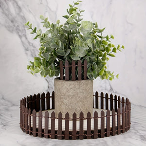 Planet Gates 1pc Mini Fairy Tale Garden Fence, Wooden Decoration, DIY Handicraft Project, Mini Picket Fence (Coffee, White), 35 Inches Long