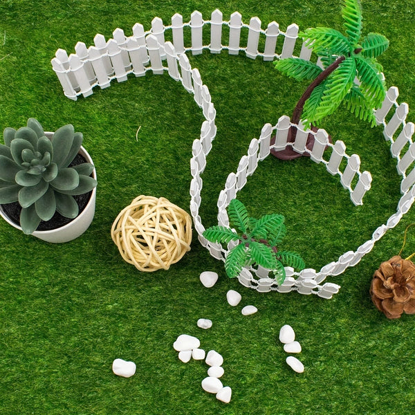Planet Gates 1pc Mini Fairy Tale Garden Fence, Wooden Decoration, DIY Handicraft Project, Mini Picket Fence (Coffee, White), 35 Inches Long