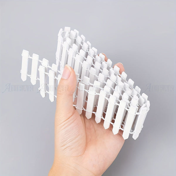 Planet Gates 1pc Mini Fairy Tale Garden Fence, Wooden Decoration, DIY Handicraft Project, Mini Picket Fence (Coffee, White), 35 Inches Long