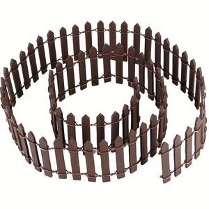 Planet Gates 1pc Mini Fairy Tale Garden Fence, Wooden Decoration, DIY Handicraft Project, Mini Picket Fence (Coffee, White), 35 Inches Long