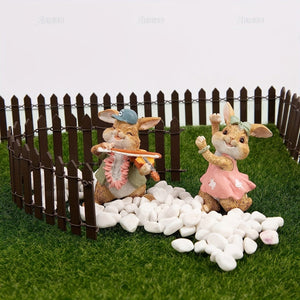 Planet Gates 1pc Mini Fairy Tale Garden Fence, Wooden Decoration, DIY Handicraft Project, Mini Picket Fence (Coffee, White), 35 Inches Long