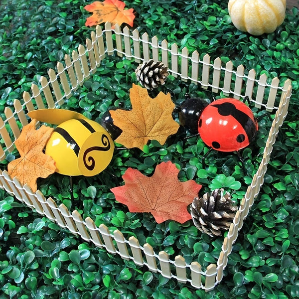 Planet Gates 1pc Mini Fairy Tale Garden Fence, Wooden Decoration, DIY Handicraft Project, Mini Picket Fence (Coffee, White), 35 Inches Long