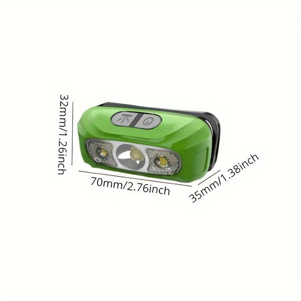 Planet Gates 1pc Mini Induction Headlamp USB Rechargeable, LED Sensor Torch With Built In Battery - Perfect For Fishing, Camping & Riding