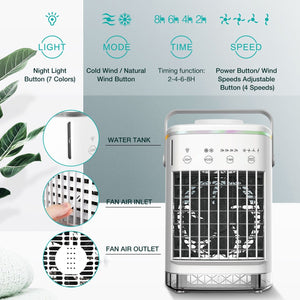Planet Gates 1pc Mini Portable Air Conditioner With 4-Speed Cooling Fan And Humidifier - Perfect For Home And Office Use