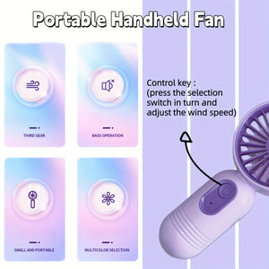 Planet Gates 1PC Mini Portable Fan, USB Rechargeable, With 3 Speeds - Handheld Fan For Men And Women - Perfect For Office, Outdoor, Travel, And Camping