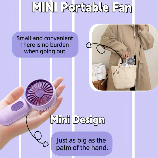 Planet Gates 1PC Mini Portable Fan, USB Rechargeable, With 3 Speeds - Handheld Fan For Men And Women - Perfect For Office, Outdoor, Travel, And Camping