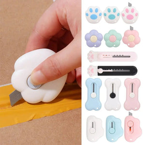Planet Gates 1PC Mini Utility Knife Cute Retractable Letter Opener Box Cutter Portable Carton Opener Paper Cutting Tool Random Color