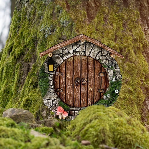 Planet Gates 1pc Miniature Fairy Gnome Door - Add a Magical Touch to Your Garden with This Enchanting Sculpture Decor!
