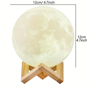 Planet Gates 1pc Moon Lamp With Timing Rechargeable Colorful 3D Moon Night Light, Christmas, Birthday, New Year, Valentines Day Gifts, White Elephant Gifts, Gifts For Men Women Mom Girls Remote Touch Control, Diameter 11.94cm