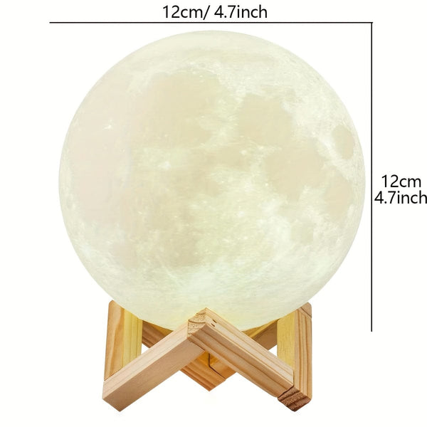 Planet Gates 1pc Moon Lamp With Timing Rechargeable Colorful 3D Moon Night Light, Christmas, Birthday, New Year, Valentines Day Gifts, White Elephant Gifts, Gifts For Men Women Mom Girls Remote Touch Control, Diameter 11.94cm