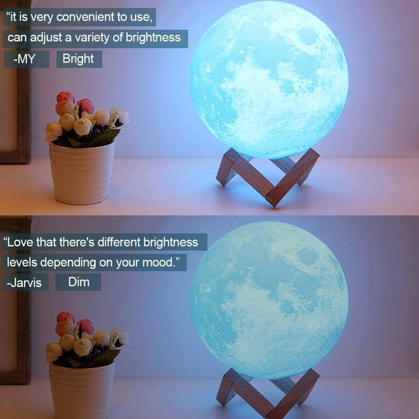 Planet Gates 1pc Moon Lamp With Timing Rechargeable Colorful 3D Moon Night Light, Christmas, Birthday, New Year, Valentines Day Gifts, White Elephant Gifts, Gifts For Men Women Mom Girls Remote Touch Control, Diameter 11.94cm