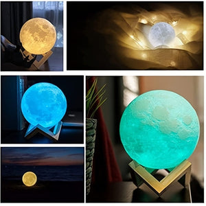 Planet Gates 1pc Moon Lamp With Timing Rechargeable Colorful 3D Moon Night Light, Christmas, Birthday, New Year, Valentines Day Gifts, White Elephant Gifts, Gifts For Men Women Mom Girls Remote Touch Control, Diameter 11.94cm