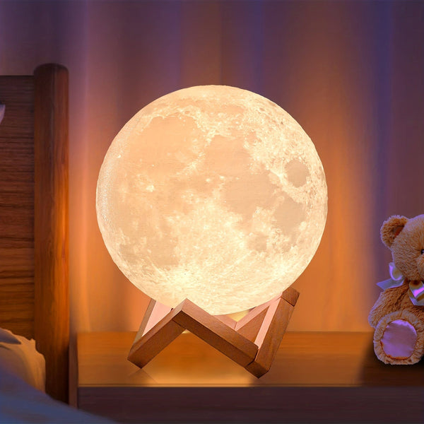 Planet Gates 1pc Moon Lamp With Timing Rechargeable Colorful 3D Moon Night Light, Christmas, Birthday, New Year, Valentines Day Gifts, White Elephant Gifts, Gifts For Men Women Mom Girls Remote Touch Control, Diameter 11.94cm