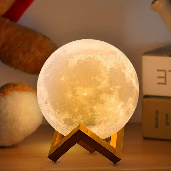 Planet Gates 1pc Moon Lamp With Timing Rechargeable Colorful 3D Moon Night Light, Christmas, Birthday, New Year, Valentines Day Gifts, White Elephant Gifts, Gifts For Men Women Mom Girls Remote Touch Control, Diameter 11.94cm