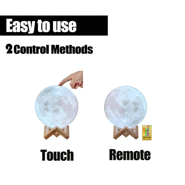 Planet Gates 1pc Moon Lamp With Timing Rechargeable Colorful 3D Moon Night Light, Christmas, Birthday, New Year, Valentines Day Gifts, White Elephant Gifts, Gifts For Men Women Mom Girls Remote Touch Control, Diameter 11.94cm