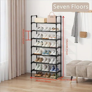 Planet Gates 1pc Multi-Layer Shoe Rack, Shoe Storage Rack, Single Row Free Standing Shoe Rack, Stackable Shoe Partition, Black Shoe Rack, Suitable For Porch, Closet, Bedroom, Corridor, Terrace